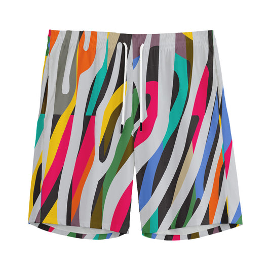 Colorful Zebra Pattern Print Men's Sports Shorts