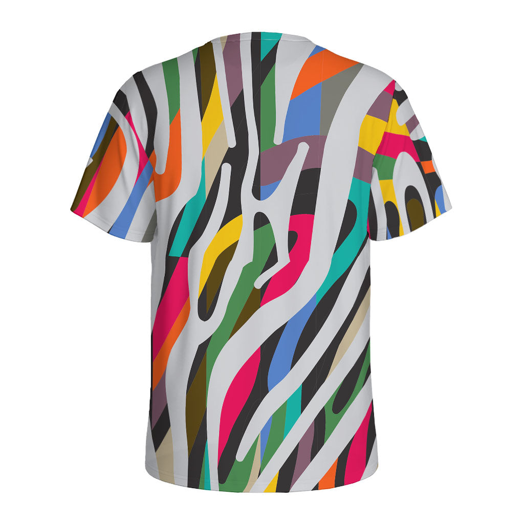 Colorful Zebra Pattern Print Men's Sports T-Shirt
