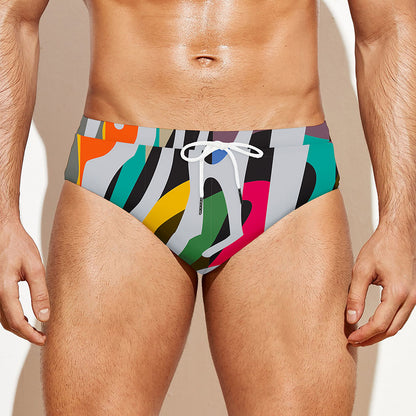 Colorful Zebra Pattern Print Men's Swim Briefs
