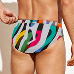 Colorful Zebra Pattern Print Men's Swim Briefs