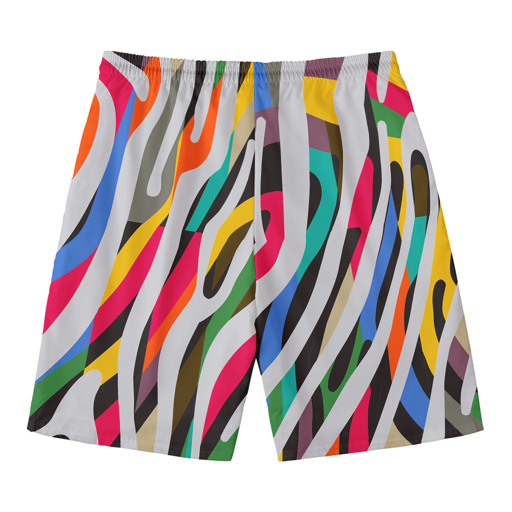 Colorful Zebra Pattern Print Men's Swim Trunks