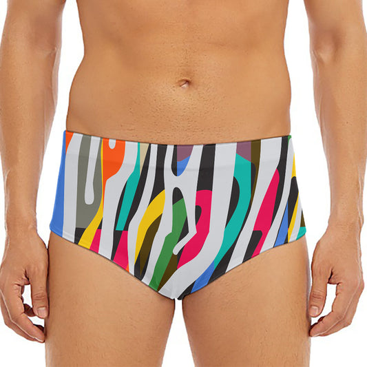 Colorful Zebra Pattern Print Men's Triangle Swim Briefs