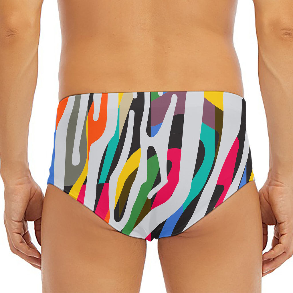 Colorful Zebra Pattern Print Men's Triangle Swim Briefs