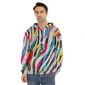 Colorful Zebra Pattern Print Men's Velvet Pullover Hoodie