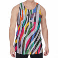 Colorful Zebra Pattern Print Men's Velvet Tank Top