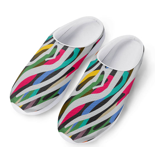 Colorful Zebra Pattern Print Mesh Casual Shoes