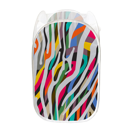Colorful Zebra Pattern Print Mesh Laundry Hamper