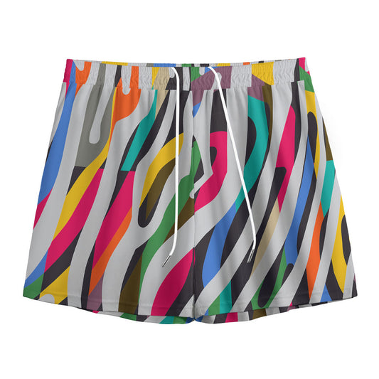 Colorful Zebra Pattern Print Mesh Shorts