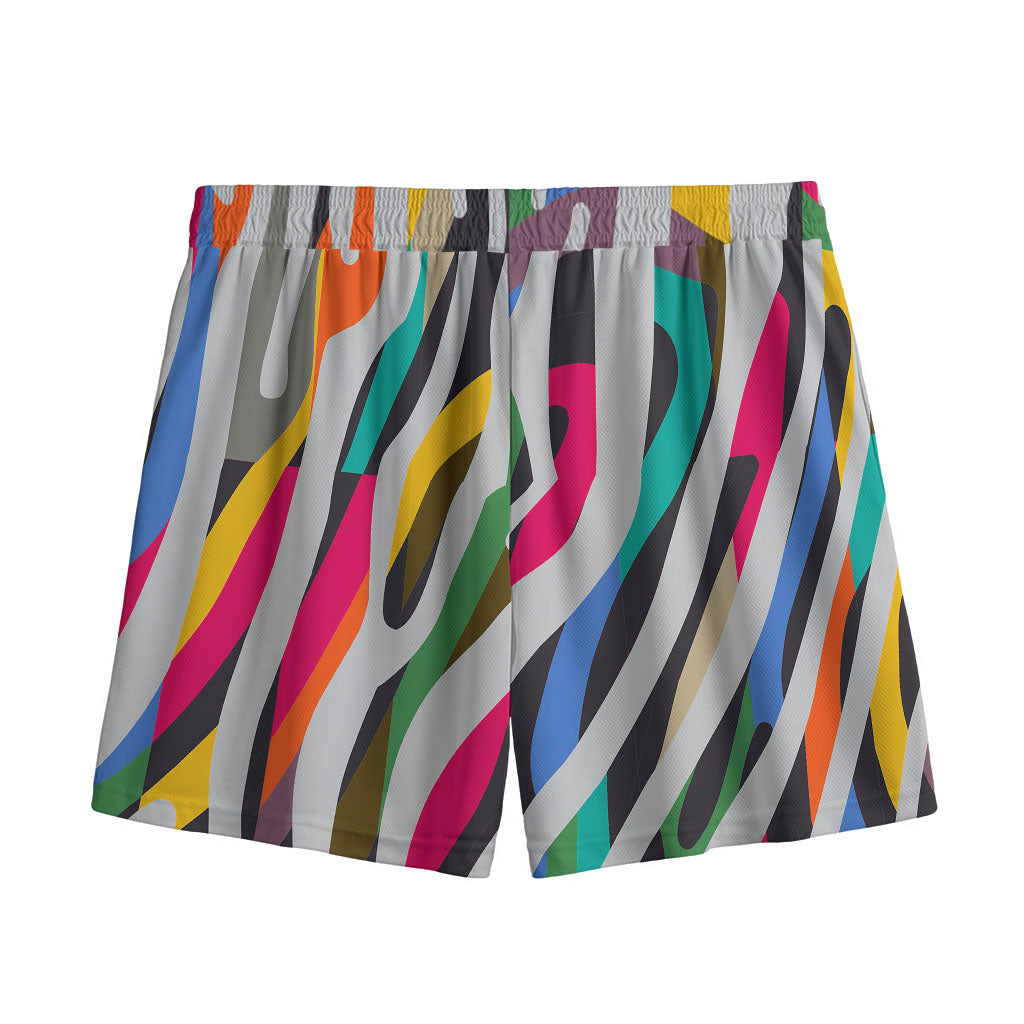 Colorful Zebra Pattern Print Mesh Shorts
