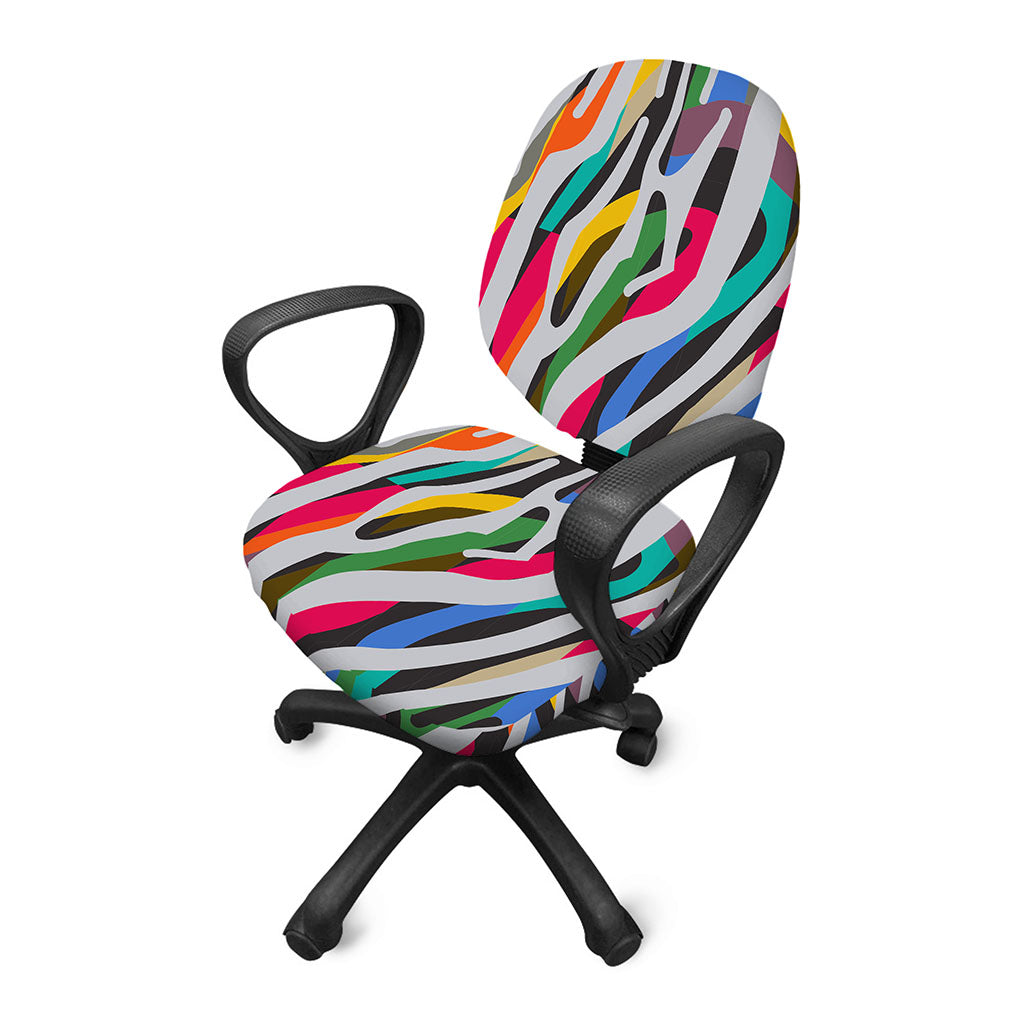 Colorful Zebra Pattern Print Office Chair Cover