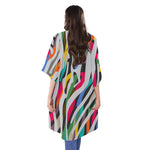 Colorful Zebra Pattern Print Open Front Beach Cover Up