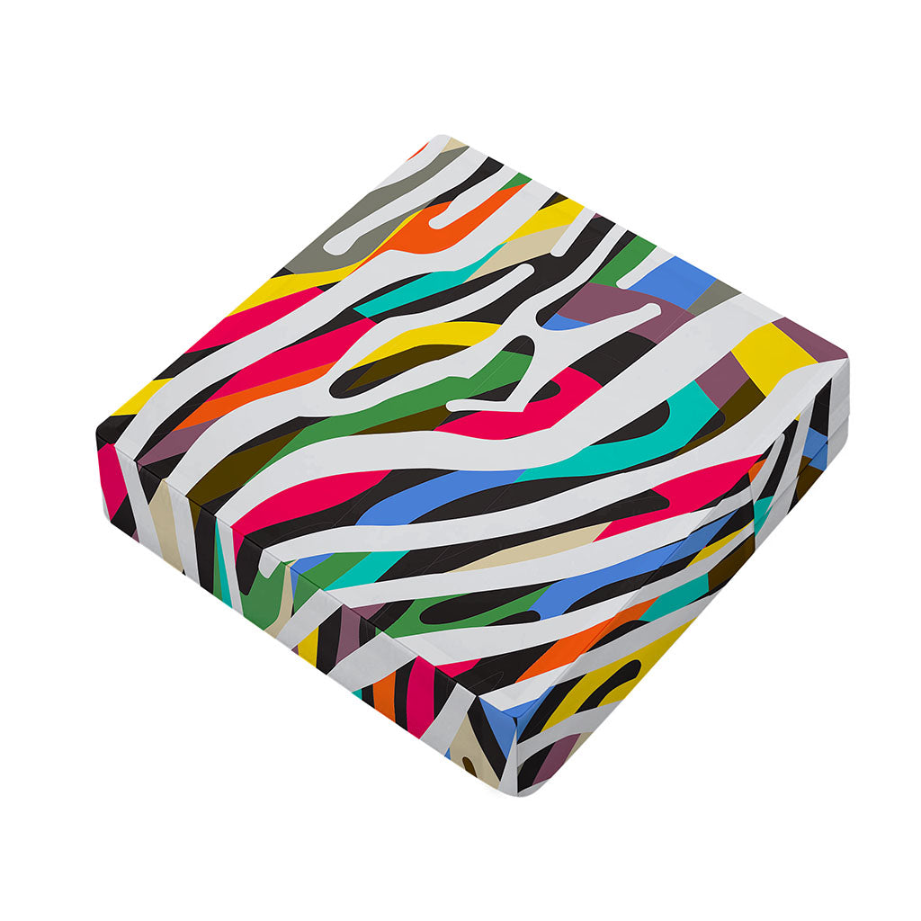 Colorful Zebra Pattern Print Outdoor Seat Cushion Cover