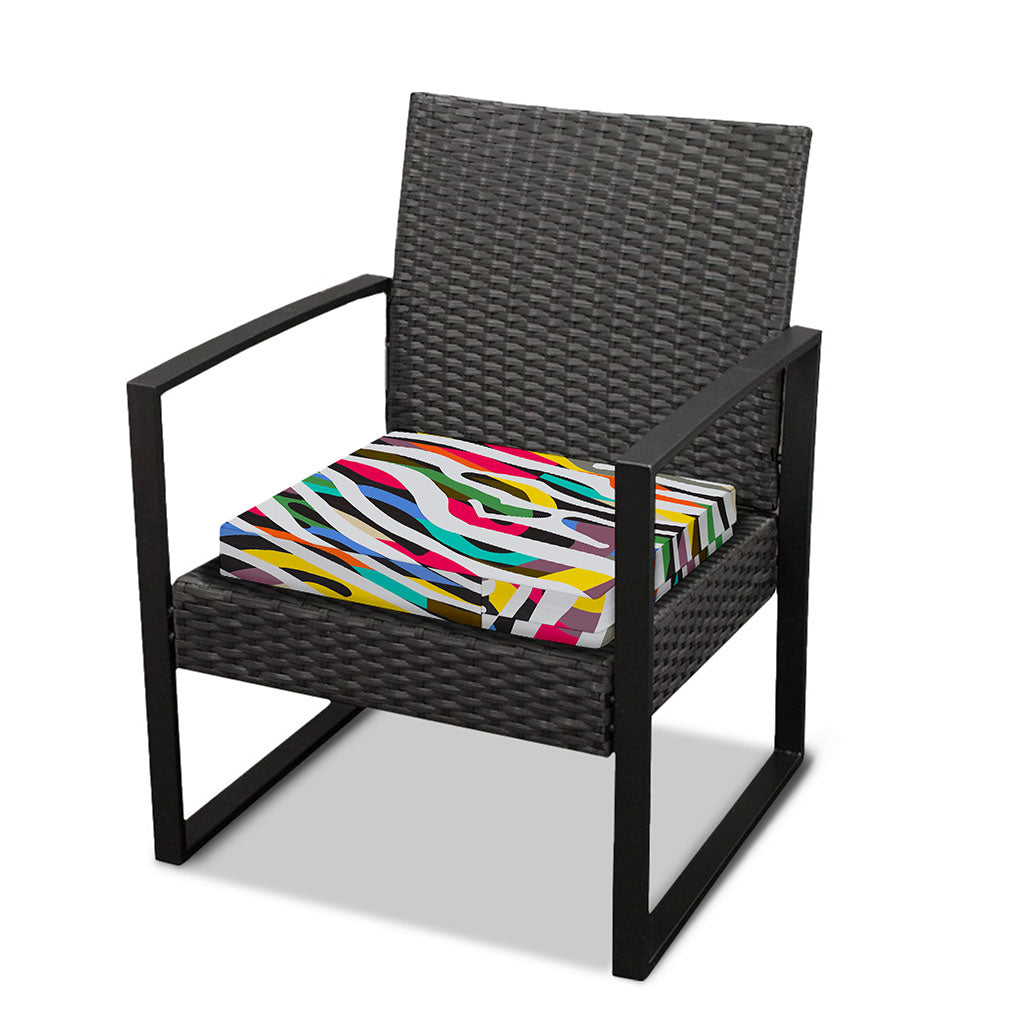 Colorful Zebra Pattern Print Outdoor Seat Cushion Cover