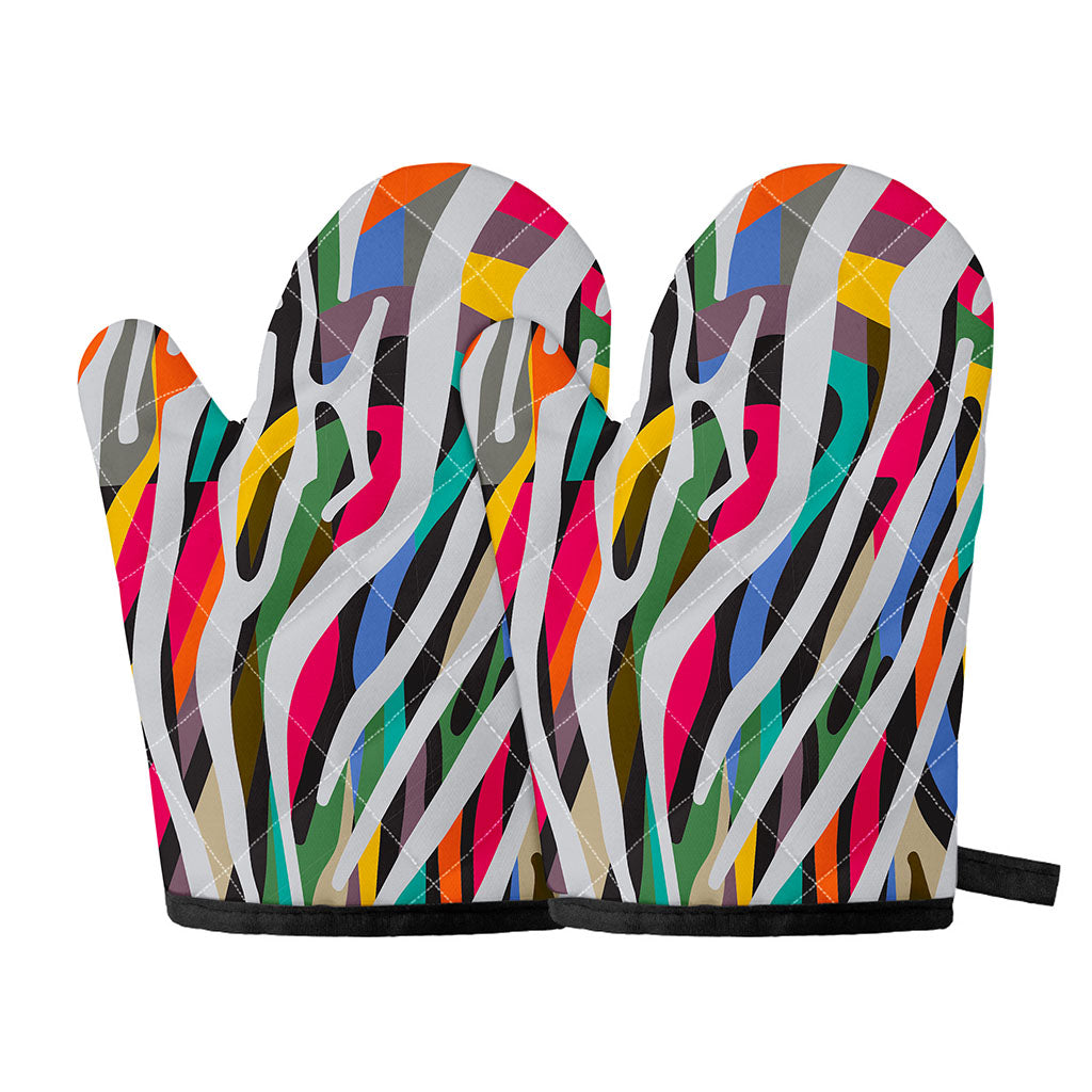 Colorful Zebra Pattern Print Oven Mitts
