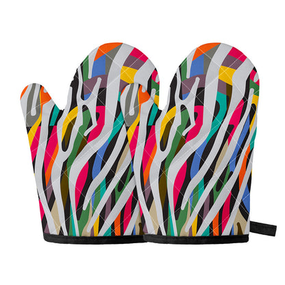 Colorful Zebra Pattern Print Oven Mitts