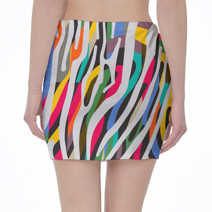Colorful Zebra Pattern Print Pencil Mini Skirt