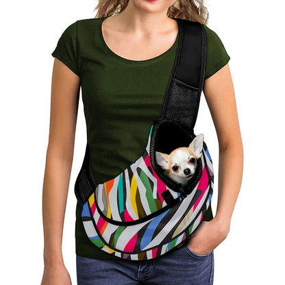 Colorful Zebra Pattern Print Pet Sling Carrier