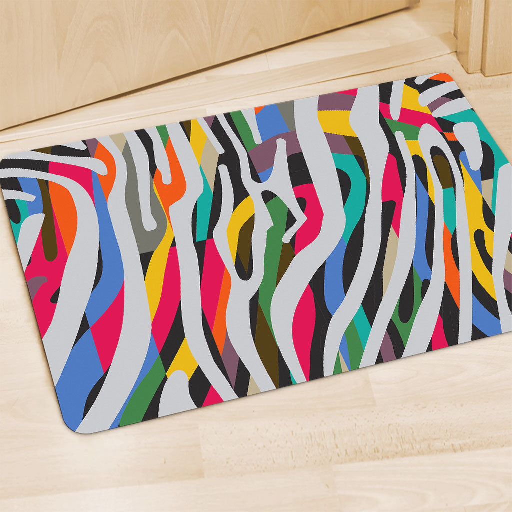 Colorful Zebra Pattern Print Polyester Doormat