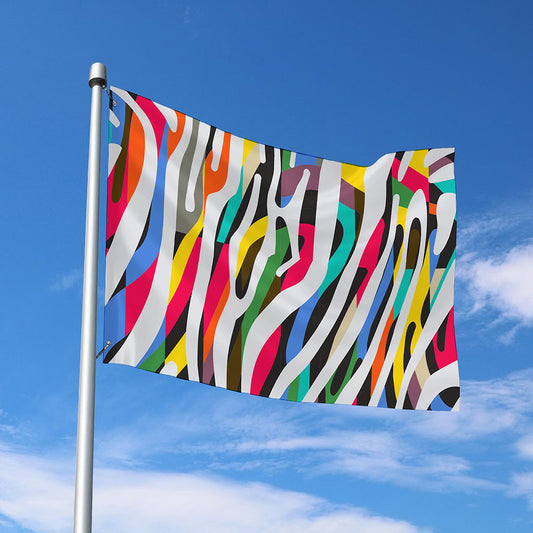 Colorful Zebra Pattern Print Polyester Flag