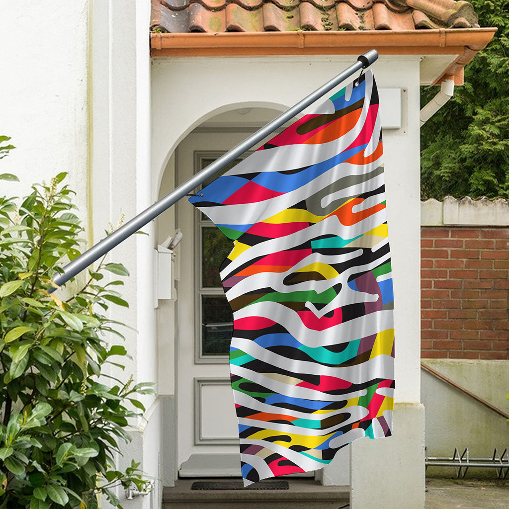 Colorful Zebra Pattern Print Polyester Flag