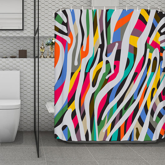 Colorful Zebra Pattern Print Polyester Shower Curtain