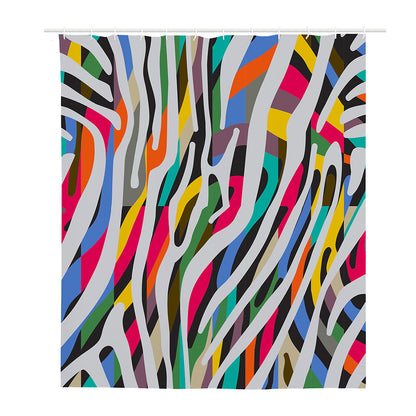 Colorful Zebra Pattern Print Polyester Shower Curtain