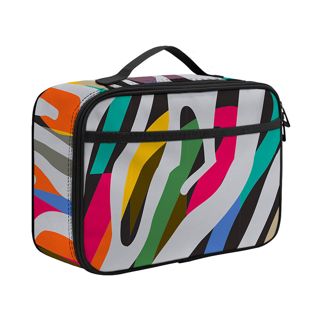 Colorful Zebra Pattern Print Portable Lunch Bag