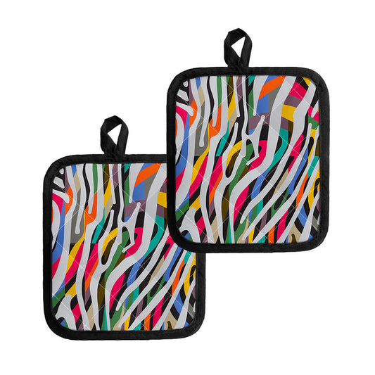 Colorful Zebra Pattern Print Pot Holders