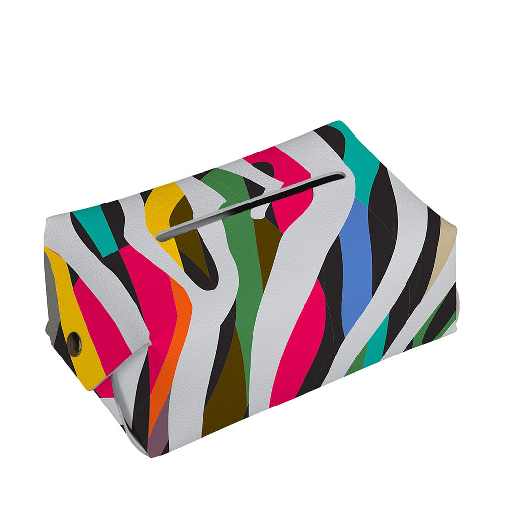 Colorful Zebra Pattern Print Rectangle Tissue Box Cover