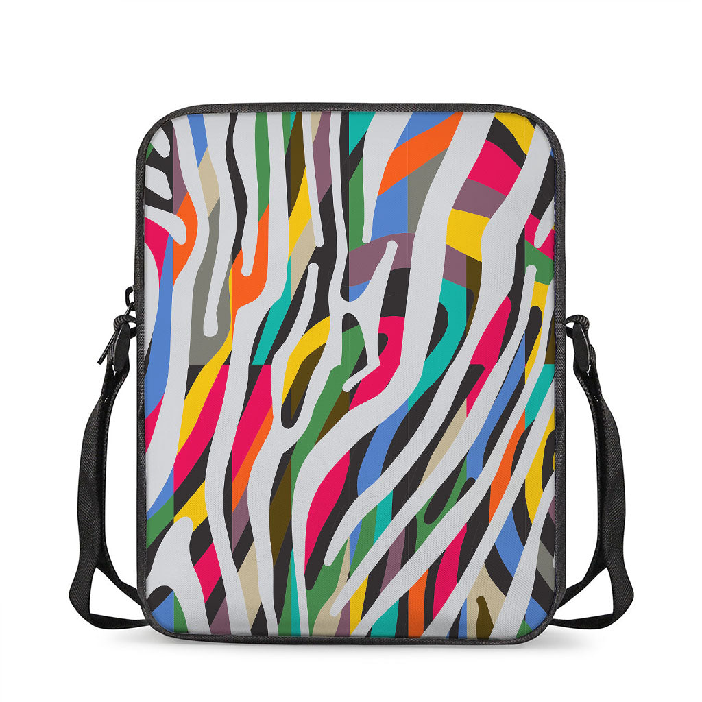 Colorful Zebra Pattern Print Rectangular Crossbody Bag