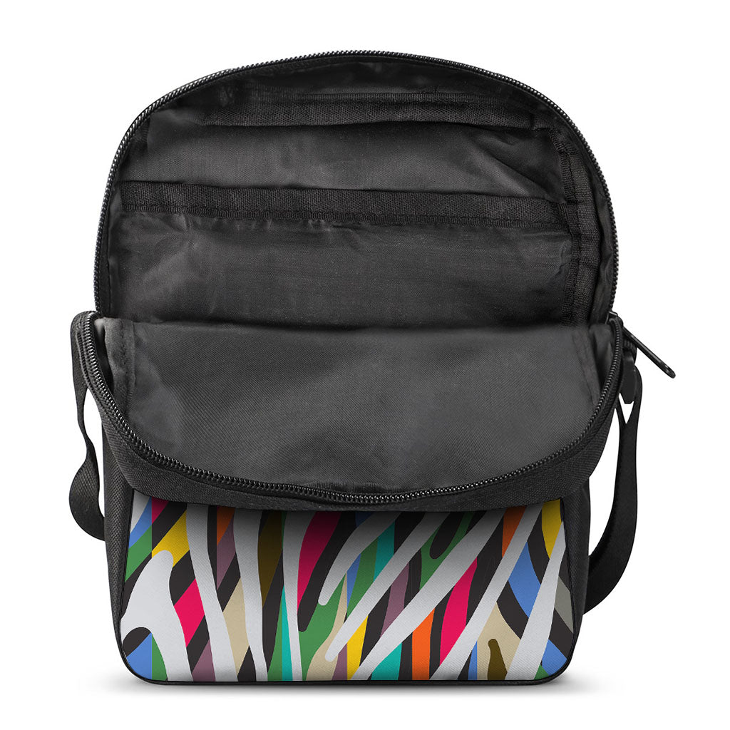 Colorful Zebra Pattern Print Rectangular Crossbody Bag