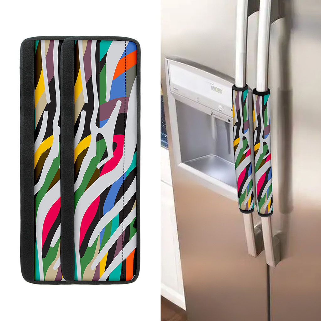 Colorful Zebra Pattern Print Refrigerator Handle Covers