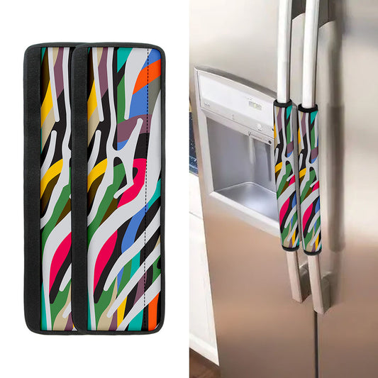 Colorful Zebra Pattern Print Refrigerator Handle Covers
