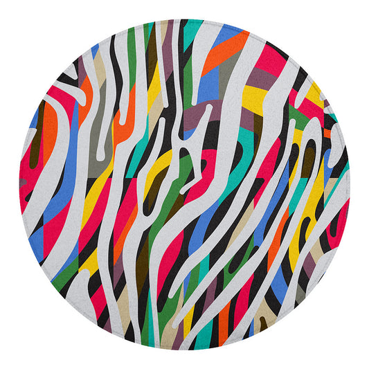 Colorful Zebra Pattern Print Round Blanket