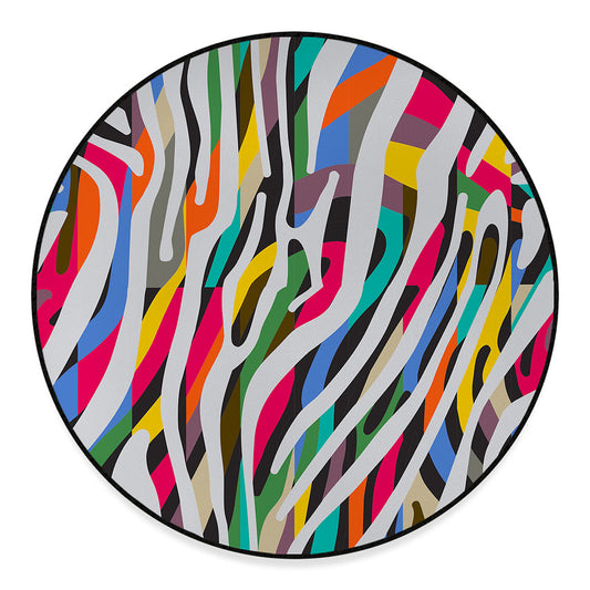 Colorful Zebra Pattern Print Round Floor Mat