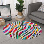 Colorful Zebra Pattern Print Round Rug