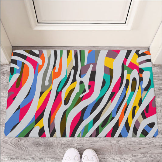 Colorful Zebra Pattern Print Rubber Doormat