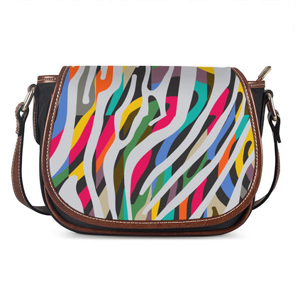 Colorful Zebra Pattern Print Saddle Bag