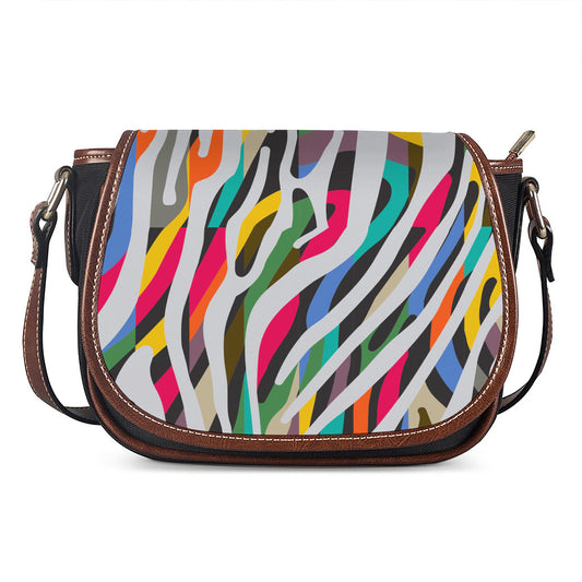 Colorful Zebra Pattern Print Saddle Bag