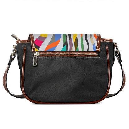 Colorful Zebra Pattern Print Saddle Bag