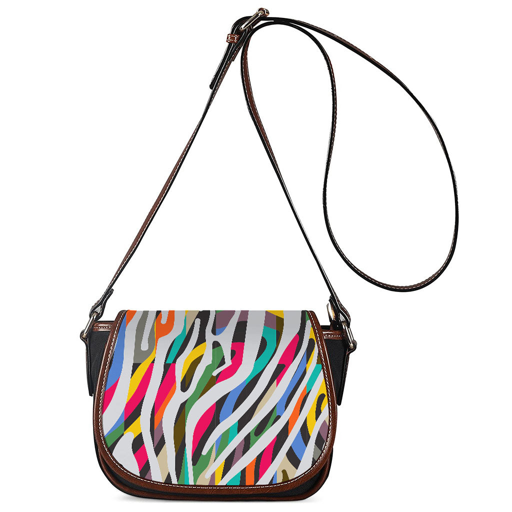 Colorful Zebra Pattern Print Saddle Bag