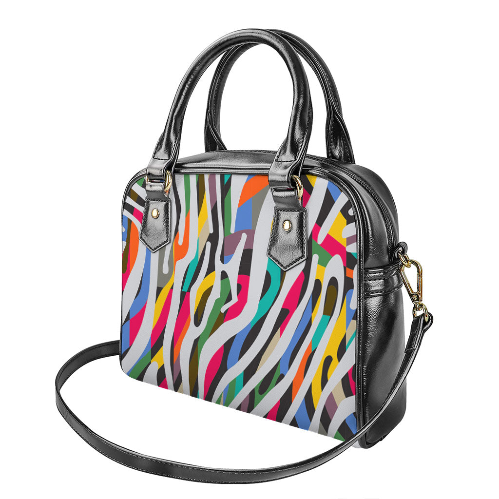 Colorful Zebra Pattern Print Shoulder Handbag