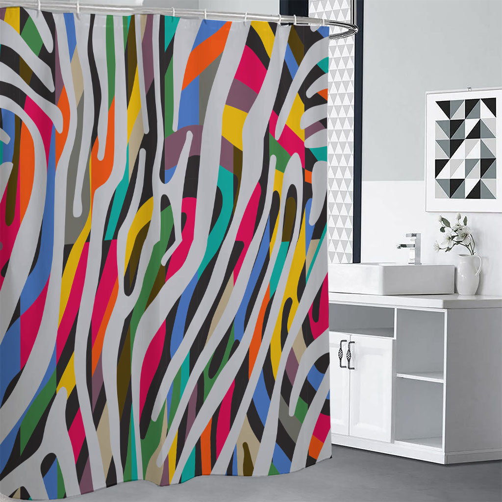 Colorful Zebra Pattern Print Shower Curtain