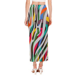 Colorful Zebra Pattern Print Side Slit Maxi Skirt