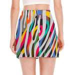 Colorful Zebra Pattern Print Side Slit Mini Skirt