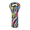Colorful Zebra Pattern Print Single Neoprene Wine Tote