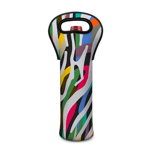 Colorful Zebra Pattern Print Single Neoprene Wine Tote