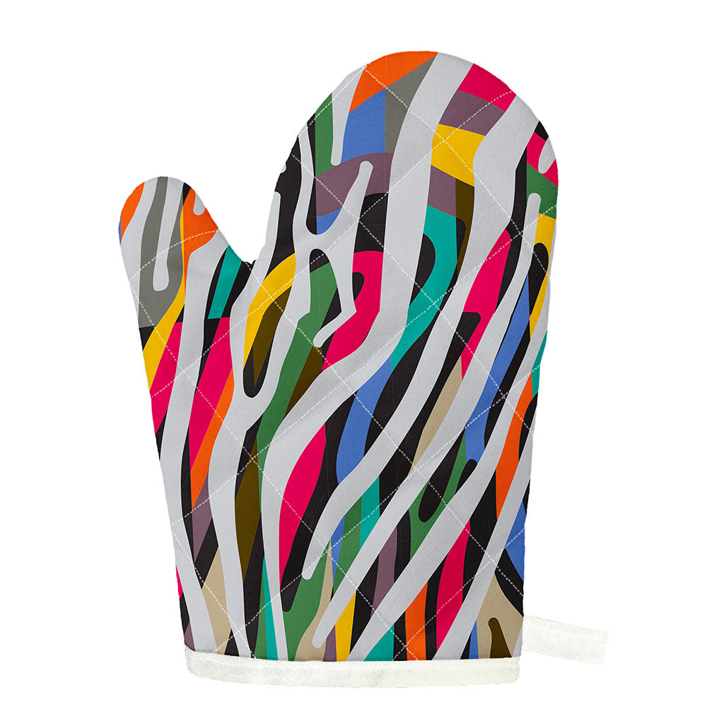 Colorful Zebra Pattern Print Single Oven Mitt