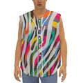 Colorful Zebra Pattern Print Sleeveless Baseball Jersey