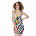 Colorful Zebra Pattern Print Sleeveless Bodycon Dress